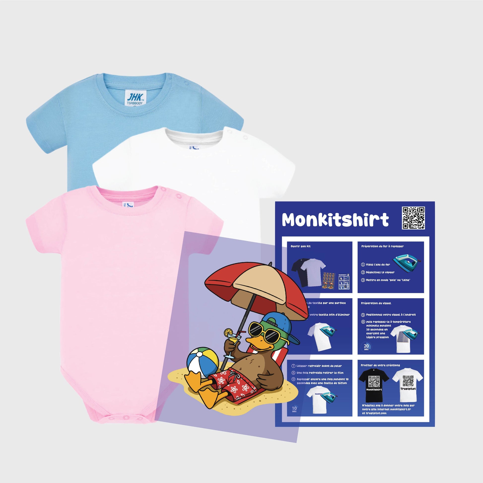 Kit body bébé à personnaliser – Impression textile et guide inclus