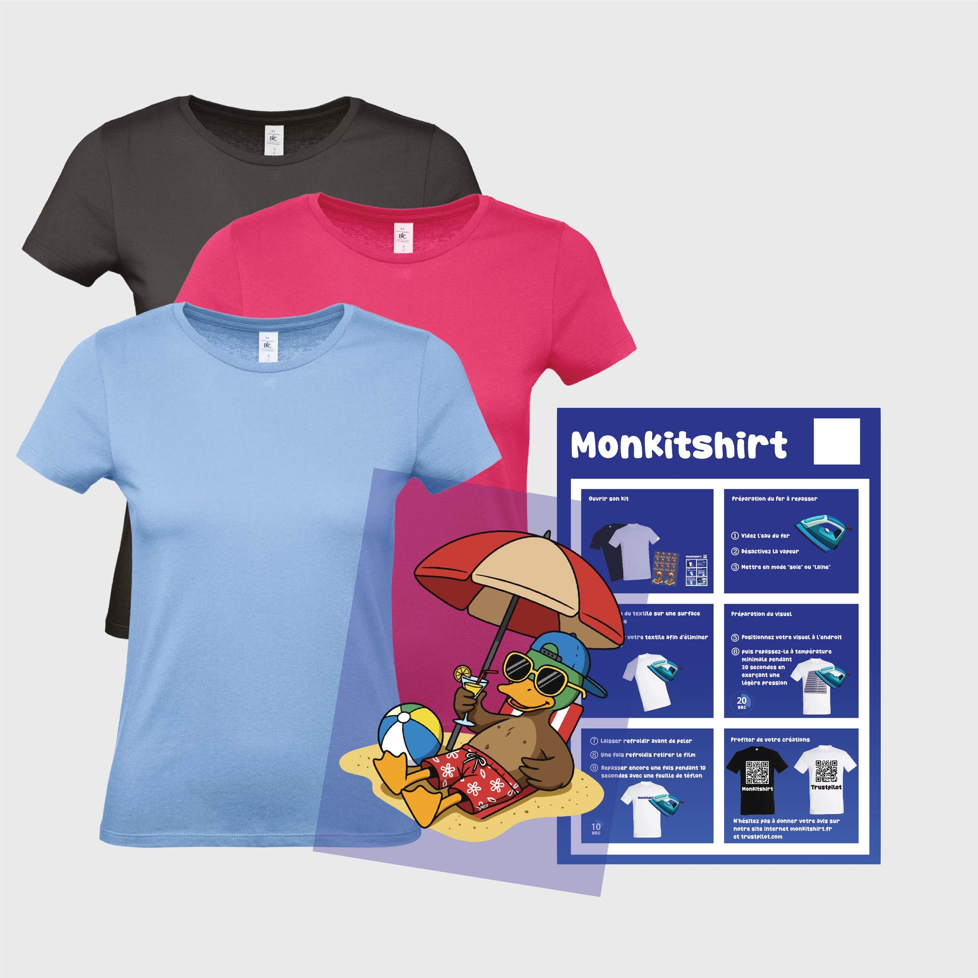 Kit t-shirt cintré col rond femme à personnaliser – Impression textile et guide inclus