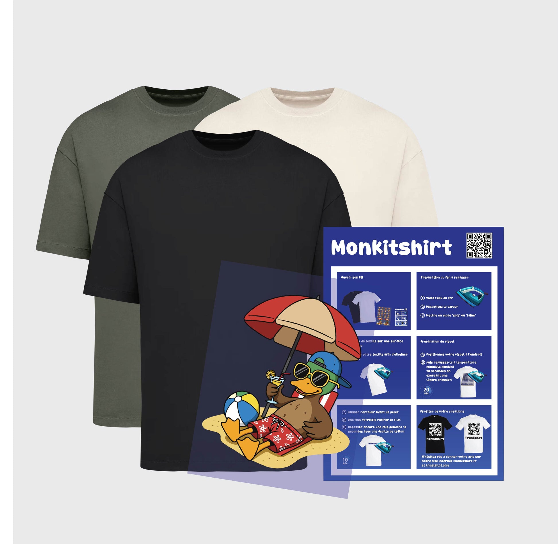 Kit t-shirt premium unisexe à personnaliser – Impression textile et guide inclus